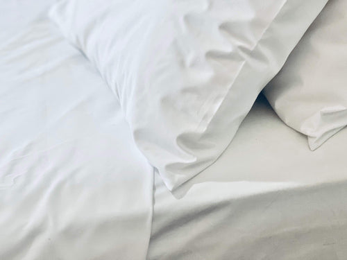 Product shot of My Hotel Linen's high quality white bed linen.