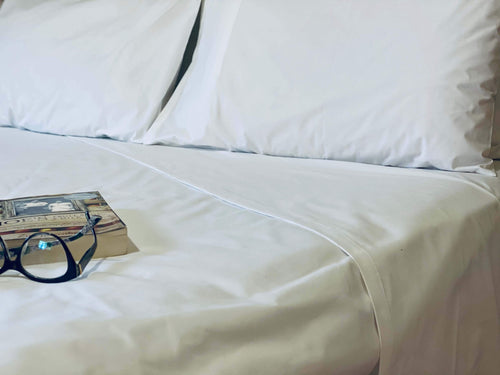 Product shot of My Hotel Linen's high quality classic white flat sheet.