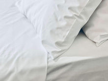 Load image into Gallery viewer, Product shot of My Hotel Linen&#39;s high quality classic white sheet set with pillowcases.
