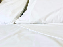 Load image into Gallery viewer, Product shot of My Hotel Linen&#39;s high quality classic white sheet set with pillowcases.
