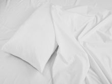 Load image into Gallery viewer, Product shot of My Hotel Linen&#39;s high quality classic white sheet set with pillowcases.
